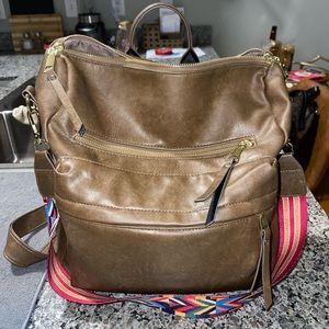 Camel Backpack Purse plus Jen&Co Interchangable Strap